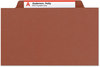 A Picture of product SMD-18775 Smead™ Pressboard Classification Folders with SafeSHIELD® Coated Fasteners Four 2/5-Cut Tabs, 1 Divider, Legal Size, Red, 10/Box