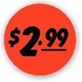 Price Labels "$2.99." 1.25 in. Dayglo. 1000 count.