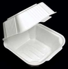 A Picture of product 217-124 SmartLock® Foam Hinged Lid Containers. White Medium Square Sandwich Container. 5-3/4" x 5-3/4" x 3-1/4".
