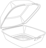 A Picture of product 217-200 Foam Hinged Lid Container.  Single-Compartment, 5" Medium Sandwich Size.  5.1" L x 5.4" W x 2.9" H.  125 Containers/Sleeve.