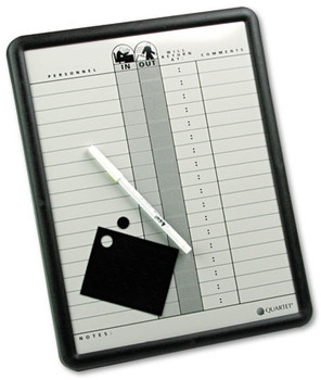 Quartet® Employee In/Out Board, Porcelain, 11 x 14, Gray, Black Aluminum Frame