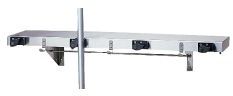 Stainless Steel Shelf with Mop/Broom Holders and Rag Hooks. 36 X 6 X 8 in.