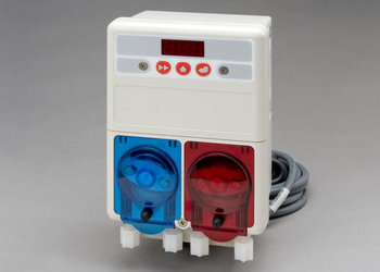 SparClean™ Warewash Accessories: 2 Pump Warewash Product Dispenser. For "high temperature" applications. One pump for detergent and one pump for rinse.