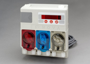 SparClean™ Warewash Accessories: 3 Pump Warewash Product Dispenser. For "high temperature" applications. One pump for detergent, one pump for rinse, and one pump for sanitizer.