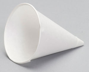 Cone Cup. 4.5 oz. White Color. Rolled Rim Water Cup. 5,000/Case