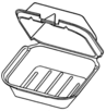 A Picture of product 217-715 Snap It Foam Hinged Container.  Jumbo Sandwich Size.  6.38" x 6.44" x 2.94".  White Color.  125 Containers/Sleeve.