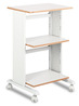A Picture of product SAF-1881MO Safco® Muv™ Three Level Machine Cart/Printer Stand Engineered Wood, 3 Shelves, 29.5 x 20 35, Oak/Black, Ships in 1-3 Business Days