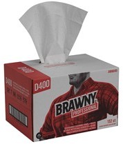 Brawny Professional™ Premium All Purpose DRC Wipers (Quarter Case Dispenser Box).  12.5" x 16.3".  White Color.   D400 Disposable Cleaning Towel, Convenience Case