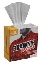 Georgia Pacific® Professional Brawny Industrial® Lightweight Disposable Shop Towel, 9 1/10" x 12 1/2", White, 200/Box H600 Disposable Cleaning Towel, Tall Box, 10 Boxes per Case.