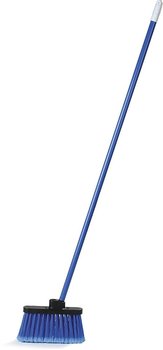 Duo-Sweep® Lightweight Flagged Industrial Lobby Broom With Metal Threaded Handle. Blue.