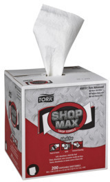 Tork Advanced ShopMax 1 ply Centerfeed Wipers. 9 X 13 inches. White. 200 sheets per box. 4 boxes per case.