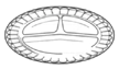 Placesetter® Satin Non-Laminated Foam Tableware. No. 9, 3-Compartment Dinner Plate. 8-7/8" Diameter. White Color.
