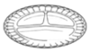 A Picture of product 241-114 Placesetter® Satin Non-Laminated Foam Tableware. No. 9, 3-Compartment Dinner Plate. 8-7/8" Diameter. White Color.