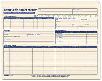 TOPS® Employee Record Master File Jacket, 9 1/2 x 11 3/4, 10 Point Manila, 20/Pack
