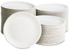 A Picture of product 150-200 Paper Plate. White. 6" Diameter. Uncoated. Fluted rim. 10 packs of 100, 1000 total/cs.