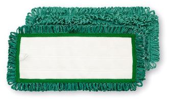 Spun Loop Wet Mop Pads with Mesh Backing. 18 X 5 in. Green. 12 count.