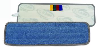 O'Dell 5" x 24" Blue Microfiber Flat Mop Wet Pad with Gray Binding.