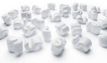 PELASPAN® PAC Packing Peanuts. Recyclable. 14 Cubic Feet. Made with recycled raw materials. White.