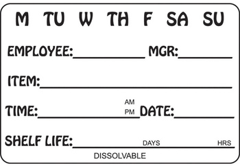 Dissolvable Food Prep 7-Day Shelf Life Labels. 2 X 3 in. Black and White. 250/roll.