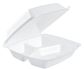 A Picture of product 217-105 Foam Hinged Lid Container.  3-Compartment.  8.4" L x 7.9" W x 3.3" H.  White Color.  100 Containers/Sleeve.
