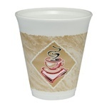Foam Cup.  12 oz.  Café G™ Design.  20 Cups/Sleeve.