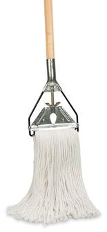 Economy 4 Ply 12 oz Cut End Rayon Stirrup Mopheads. White. 12 count.