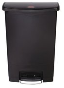 Rubbermaid® Commercial Slim Jim® Resin Front Step Style Step-On Container. 24 gal. Black.