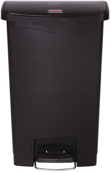 Rubbermaid® Commercial Slim Jim® Resin Front Step Style Step-On Container. 13 gal. Black.