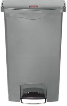 Rubbermaid® Commercial Slim Jim® Resin Front Step Style Step-On Container. 13 gal. Gray.