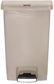 Rubbermaid® Commercial Slim Jim® Resin Front Step Style Step-On Container. 13 gal. Beige.