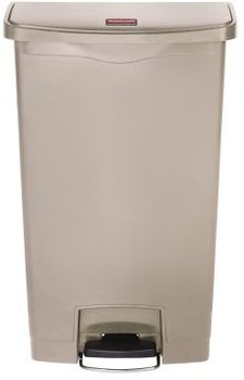 Rubbermaid® Commercial Slim Jim® Resin Front Step Style Step-On Container. 18 gal. Beige.