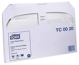 Tork Universal Toilet Seat Cover, 1/2 Fold. 14.5 X 9.5 in. White. 250 covers/sleeve, 20 sleeves/case.
