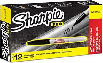 Sharpie® Industrial Permanent Marker,  Fine Point, Black, Dozen
