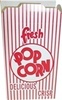 A Picture of product 178-103 Dixie® Automatic Bottom Popcorn Boxes with Reclose Tab.  2" x 4.687'' x 7.5".  Red and White Stripe.