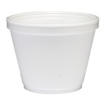 Round Foam Food Containers.  12 oz Squat.  White Color.  25 Containers/Sleeve.