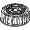 A Picture of product 193-124 Caterware® Clear Plastic Domes. Deep Crystal Cut Dome. 12" Diameter, 2-1/2" Deep. Fits 4412, 4512 Trays.