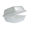 A Picture of product 217-200 Foam Hinged Lid Container.  Single-Compartment, 5" Medium Sandwich Size.  5.1" L x 5.4" W x 2.9" H.  125 Containers/Sleeve.