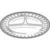 A Picture of product 241-135 Placesetter® Deluxe Laminated Foam Tableware. No. 9, 3-Compartment Dinner Plate. 8-7/8" Diameter. White Color.