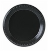 A Picture of product 241-405 Party Plastic Dinnerware.  9" Diameter Plate.  Black Color.  Use with LPF95 Lid.  25 Plates/Sleeve.