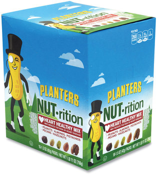 Planters® NUT-rition Heart Healthy Mix, 1.5 oz Tube, 18 Tubes/Box, Free Delivery in 1-4 Business Days