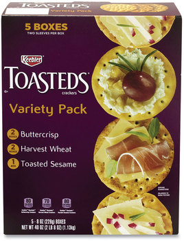 Keebler® Toasteds Party Pack Cracker Assortment, 8 oz Box, 5 Assorted Boxes/Pack, Free Delivery in 1-4 Business Days