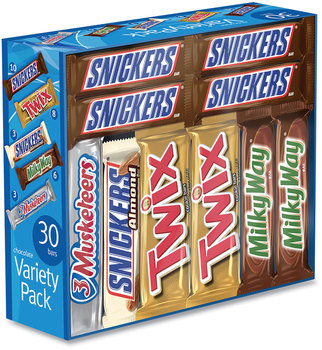 MARS Full-Size Candy Bars Variety Pack, Assorted, 30/Box, Free Delivery in 1-4 Business Days