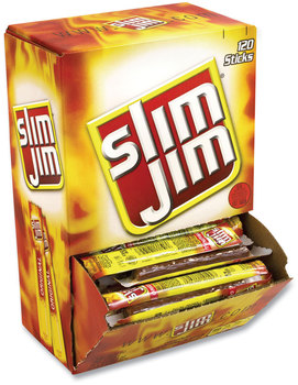 Slim Jim® Beef Jerky Meat Sticks Original, 0.28 oz Stick, 120 Sticks/Box, Free Delivery in 1-4 Business Days