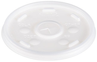 Straw Slot Lid.  Translucent.  Fits 12J16, 14J16, 16J16, 20J16, 24J16, 12U16, 16U16, 20U16, 24U16 Cups.