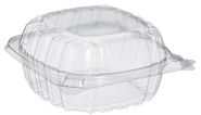 Dart ClearSeal® Plastic Hinged Lid Sandwich Containers. 5-1/4 X 5-3/8 X 2-5/8 in. Clear. 125 containers/sleeve, 4 sleeves/case.
