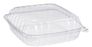 A Picture of product 329-500 Dart ClearSeal® Large Plastic Hinged Lid Containers. 8.9 X 9.4 X 3.0 in. Clear. 100 containers/sleeve, 2 sleeves/case.