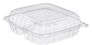 A Picture of product 329-499 Dart ClearSeal® 3-Compartment Large Plastic Hinged Lid Containers. 8-7/8 X 9-3/8 X 3 in. Clear. 100 containers/sleeve, 2 sleeves/case.