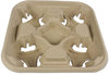 A Picture of product BWK-4CUPCARRIER Boardwalk® Molded Fiber Four Cup Carrier Tray, 8-32 oz. 8.85 X 8.85 X 2 in. Kraft. 300/carton.