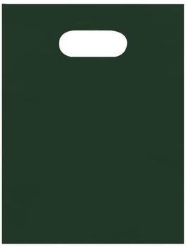 Merchandise Bag.  9" x 12".  Dark Green Color. Super Gloss Die Cut Handle Bag 1000/cs