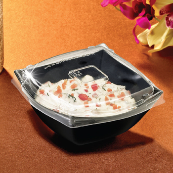 Emi Yoshi PET Square Dome Bowl Lids. 8 oz. Clear. 100/case.
